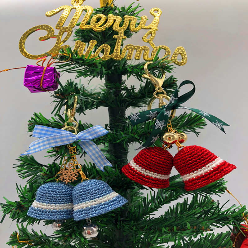 Free sample 3cmDIY knitted bell pendant Christmas tree Christmas wreath decoration Christmas bell pendant