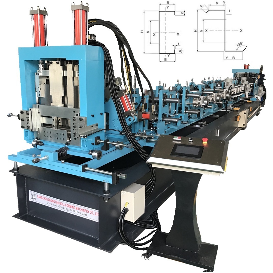 ZTRFM C80-300 Z100-300 CZ Purlin 12 inch auto c z  Purlin Interchange Steel Profile Cold Roll Forming Machine