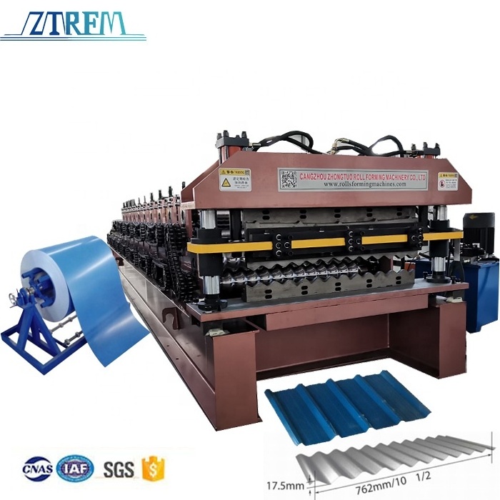 Chile South America double layer trapezoid corrugated roofing sheet making machine tile making machinery