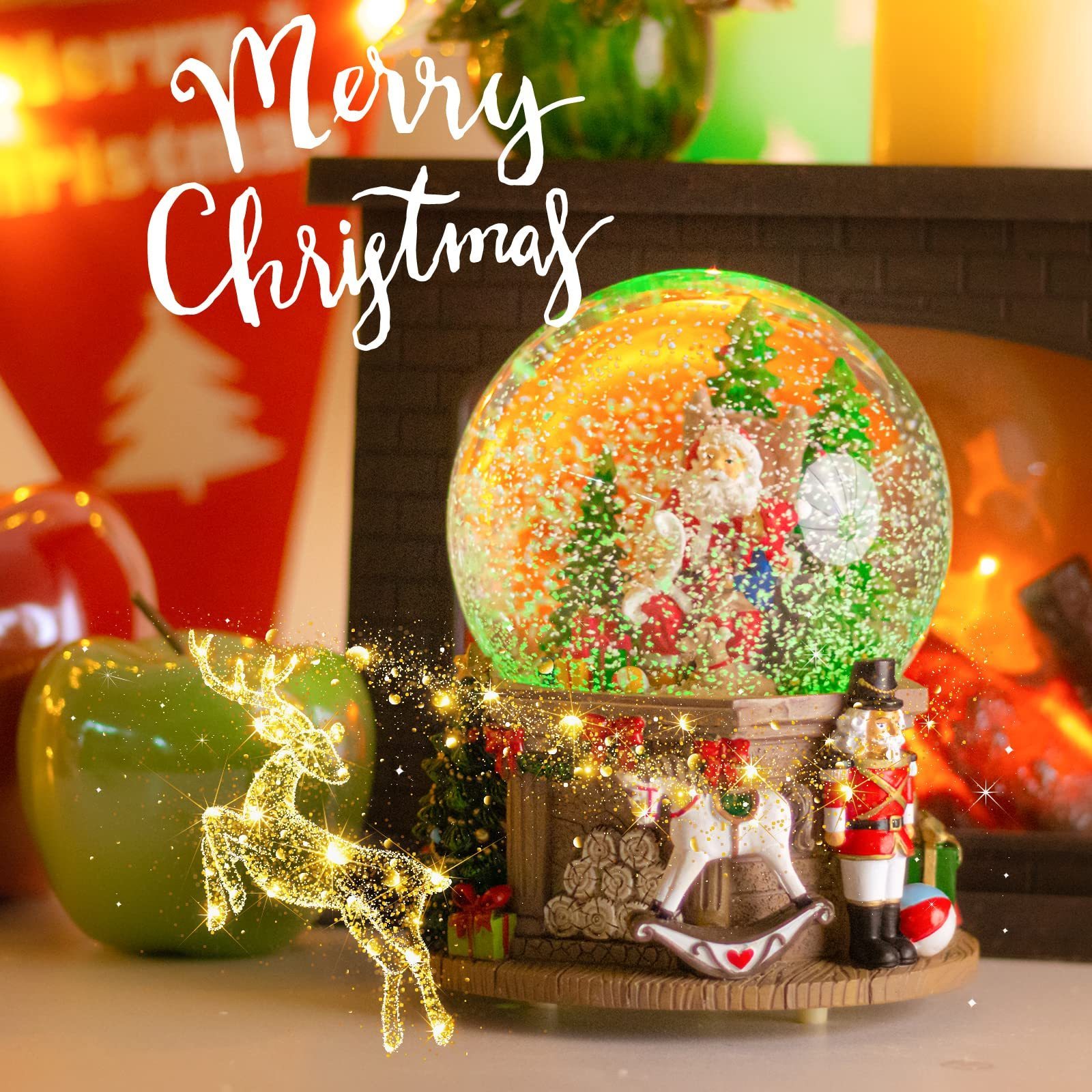 Snow Globe Christmas Musical - Santa Claus Christmas Tree Water Snowball 7 Colo light change music box Christmas Decoration