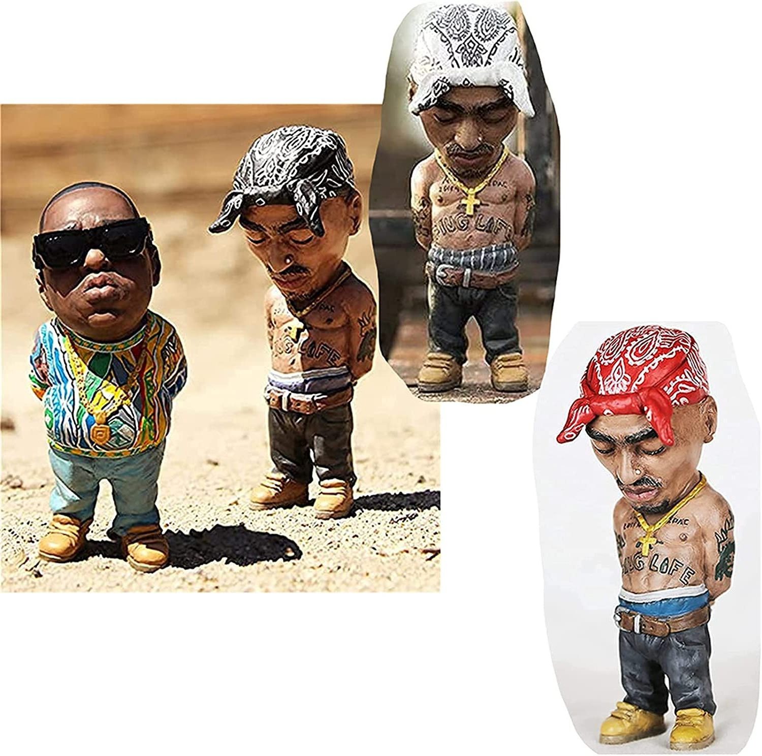 Wholesale legendary Hiphop Resin Figure Biggie and Tupac Figurine for Desktop Decoration