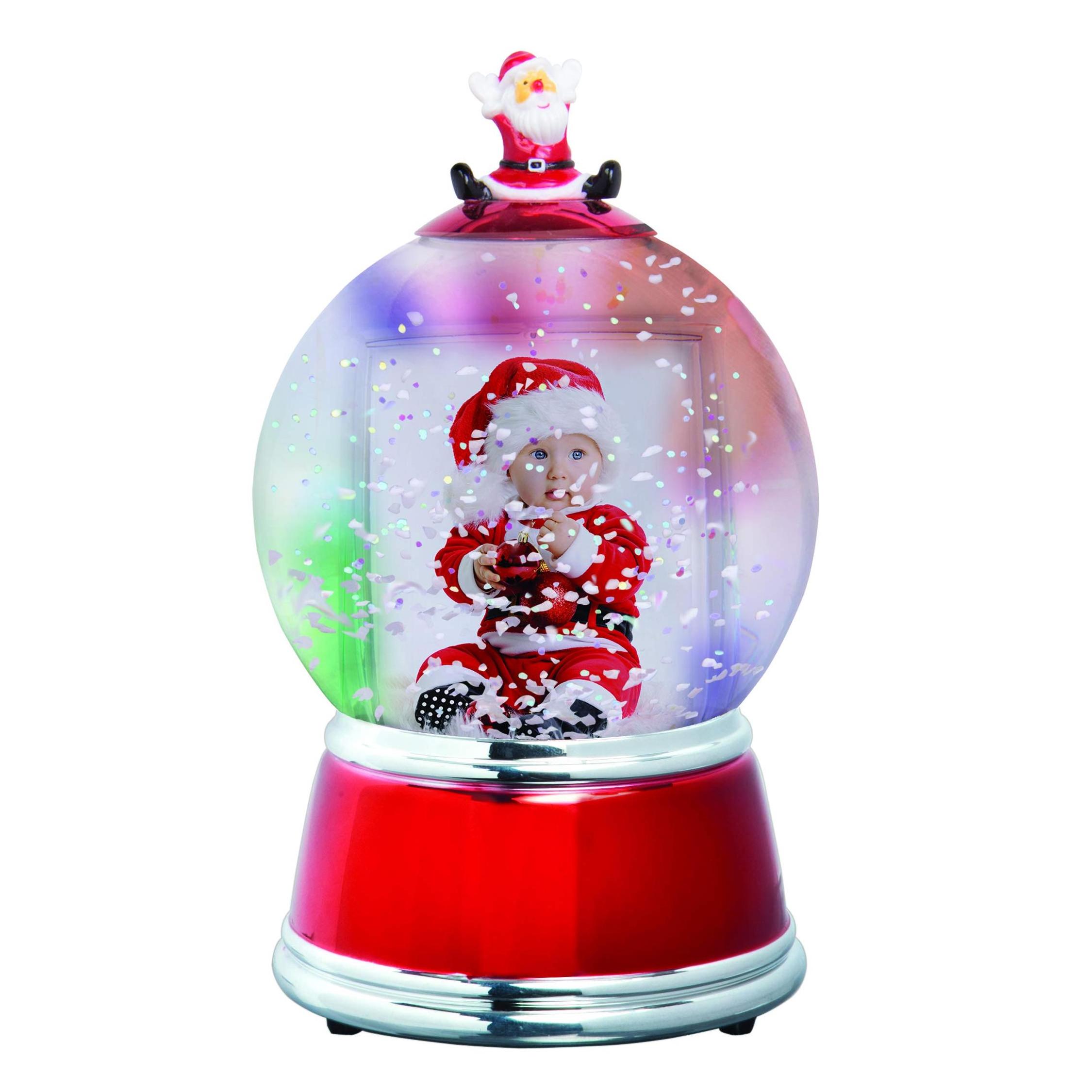 Custom Resin Photo Frame Christmas Snow Globe With Picture with Music Box