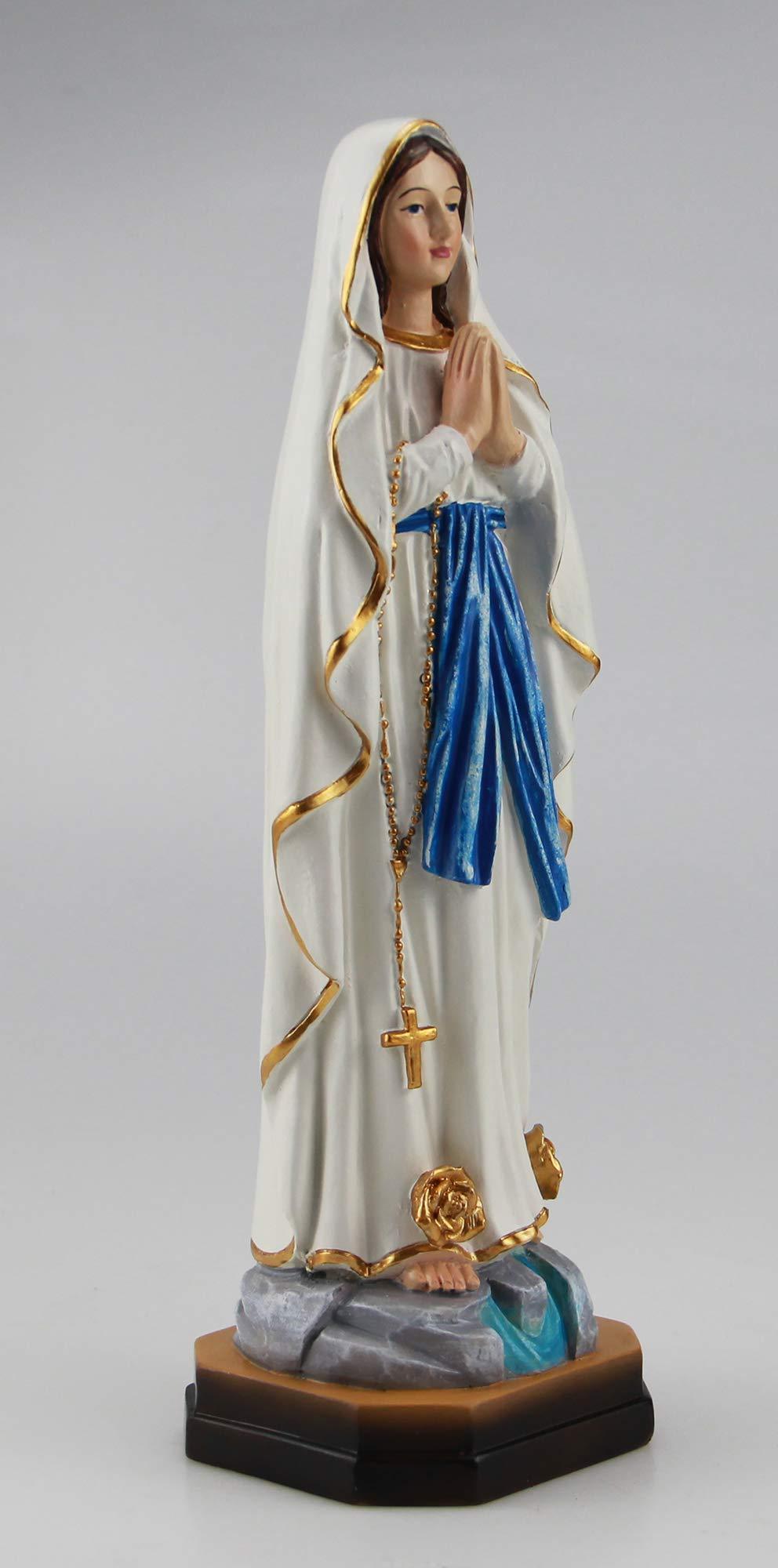 Our Lady of Lourdes Blessed Virgin Mother Mary Catholic Religious Gift 8 Inch Colored Resin Figurine Statue