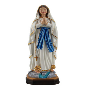 Our Lady of Lourdes Blessed Virgin Mother Mary Catholic Religious Gift 8 Inch Colored Resin Figurine Statue