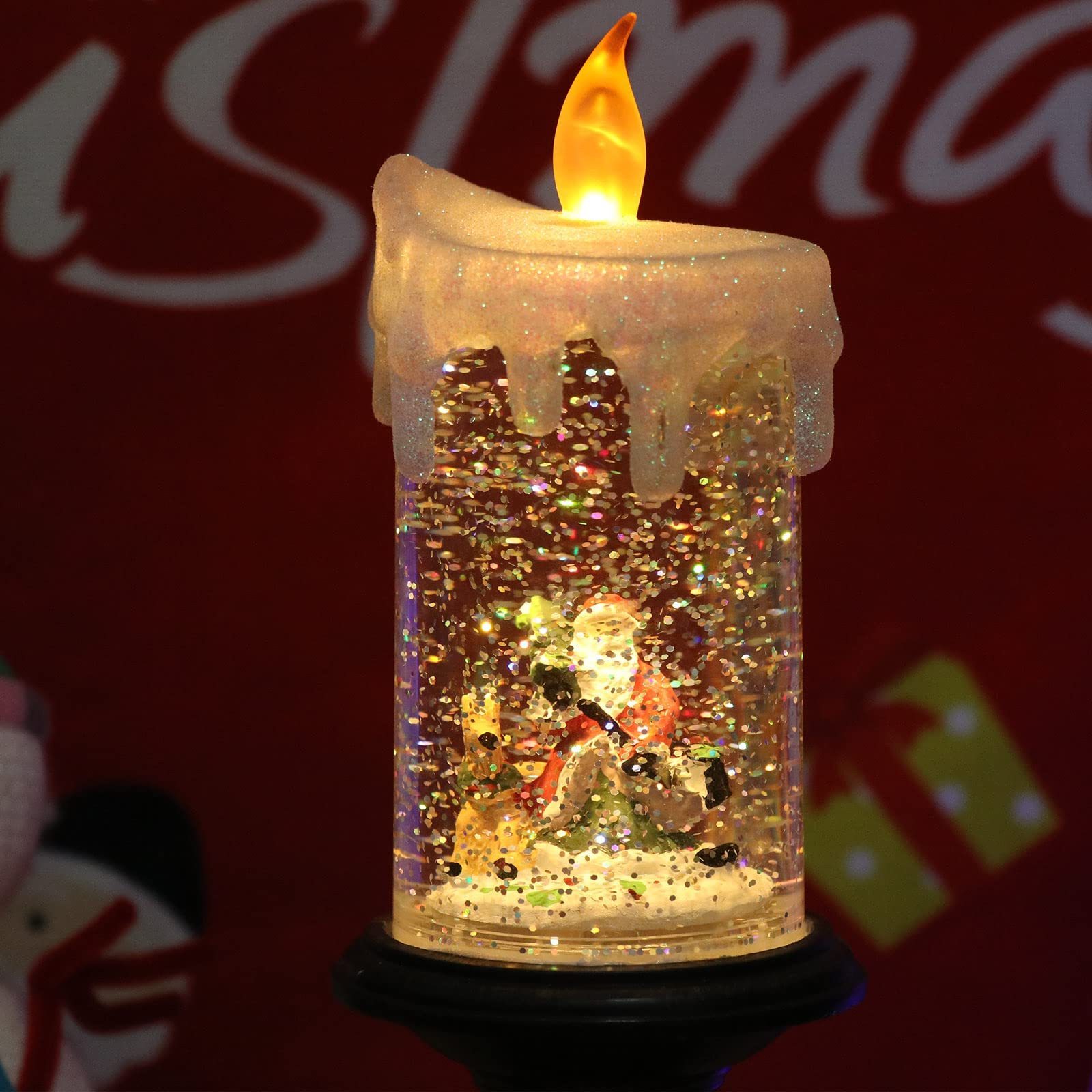 Christmas Glass Snow Globe Candle Glass with Oil Lantern