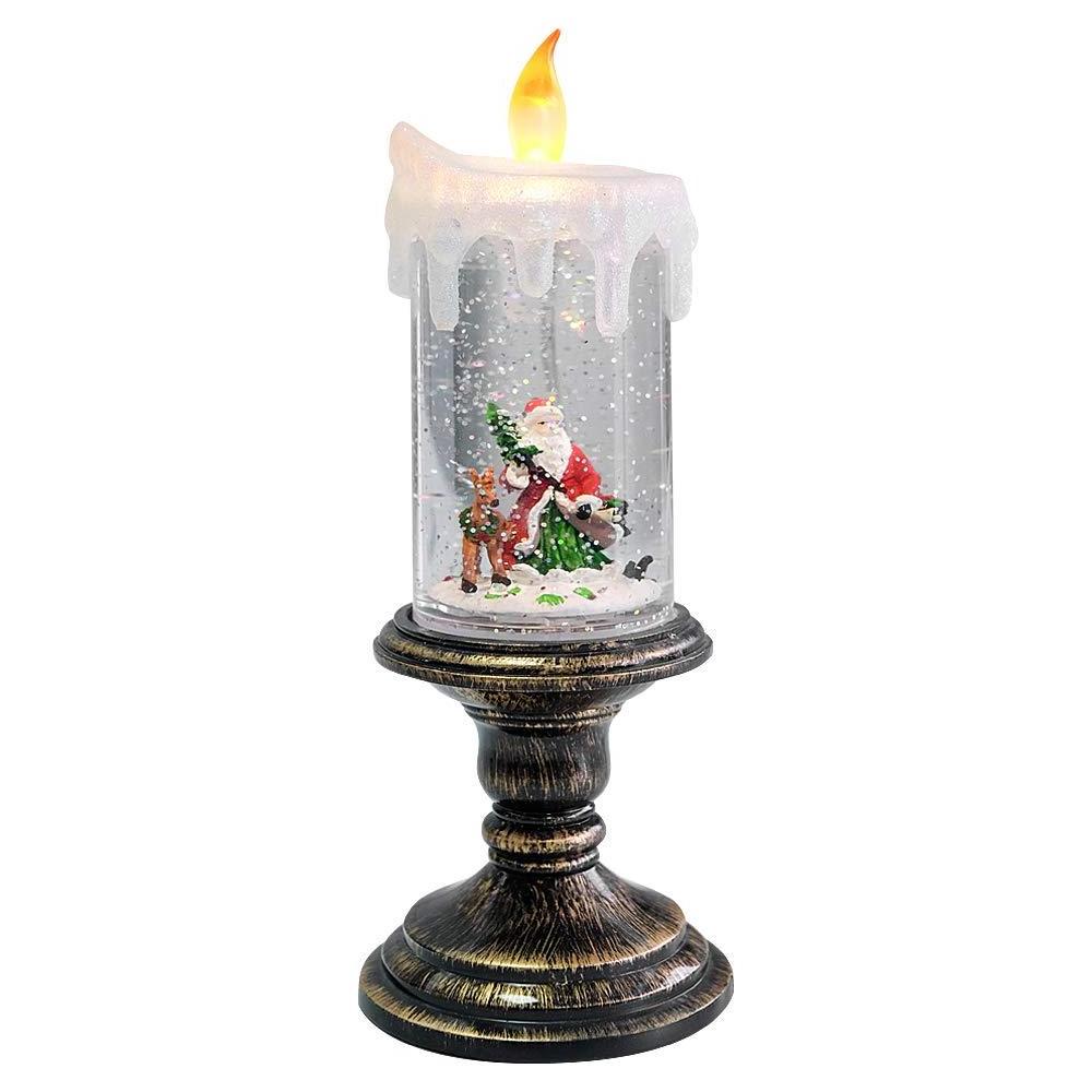 Christmas Glass Snow Globe Candle Glass with Oil Lantern