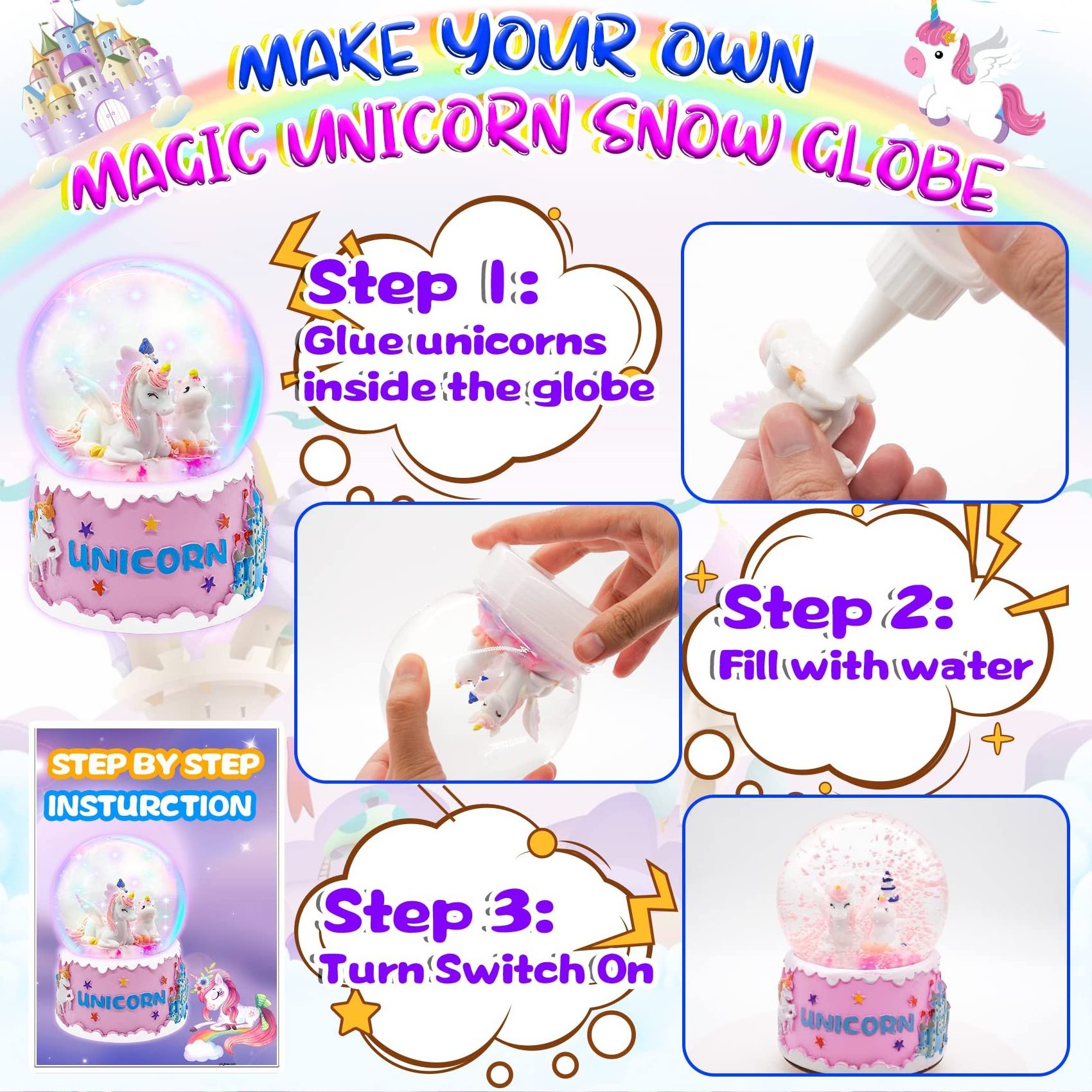 Make Your Own Unicorn Snow Globe DIY Snow Globe Ball Kit for Kids Toys