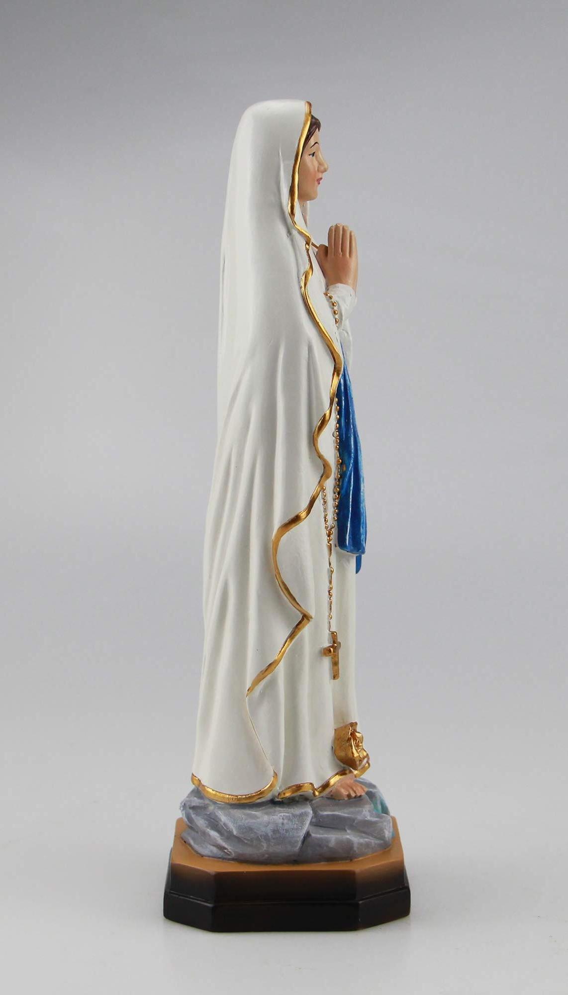 Our Lady of Lourdes Blessed Virgin Mother Mary Catholic Religious Gift 8 Inch Colored Resin Figurine Statue