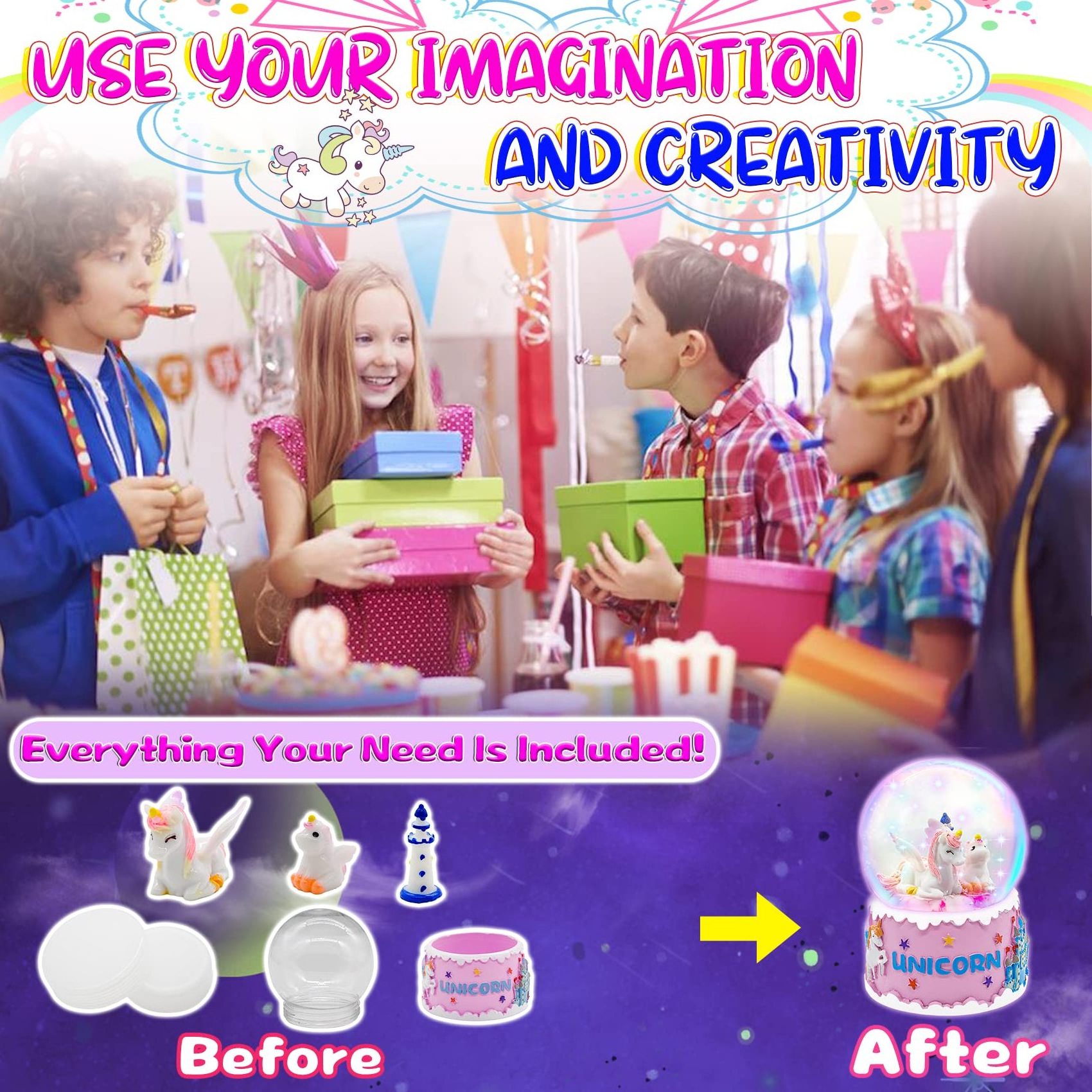 Make Your Own Unicorn Snow Globe DIY Snow Globe Ball Kit for Kids Toys