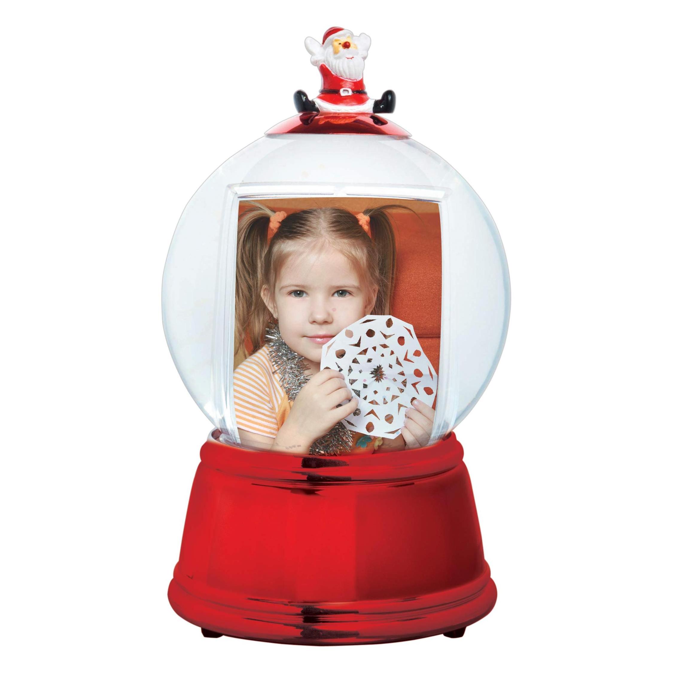 Custom Resin Photo Frame Christmas Snow Globe With Picture with Music Box