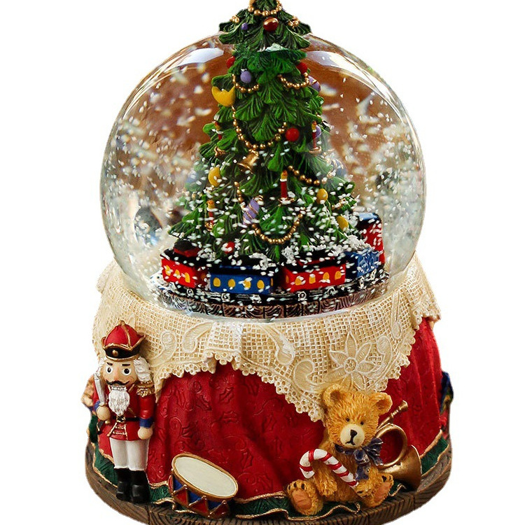 Nutcracker and Teddy Bear Music Colorful Internal Rotation Snow Globe for Christmas