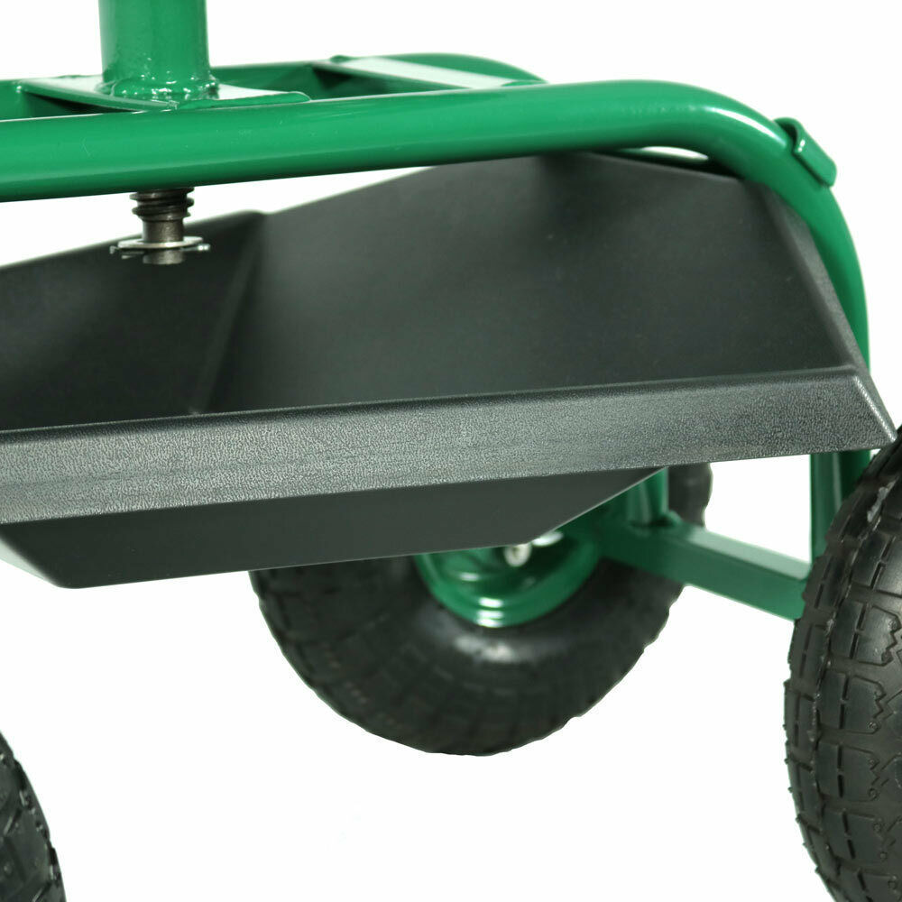 Rolling Garden Cart with 360-Degree Swivel Seat & Tool Tray