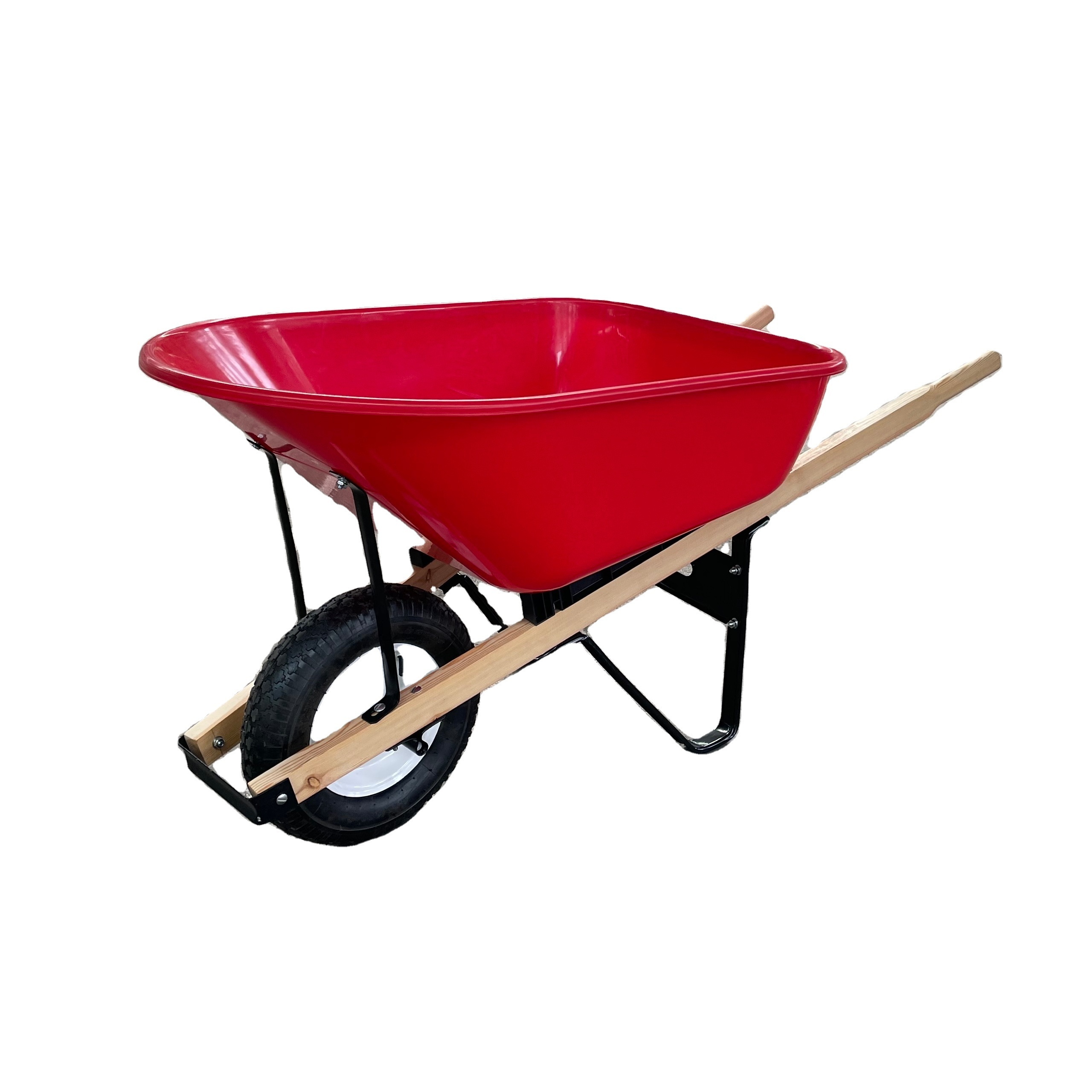 WH6601 steel tray and heavy duty wooden handle wheelbarrow