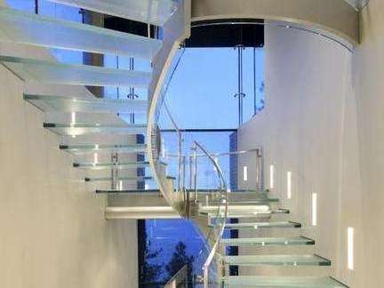 Custom Design Inside Home Used Metal Glass Round Shaped Floating Stairs laminated Tempered Glass Curved Spiral Staircase