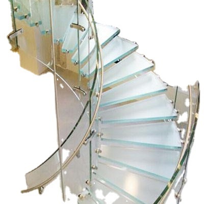 Custom Design Inside Home Used Metal Glass Round Shaped Floating Stairs laminated Tempered Glass Curved Spiral Staircase