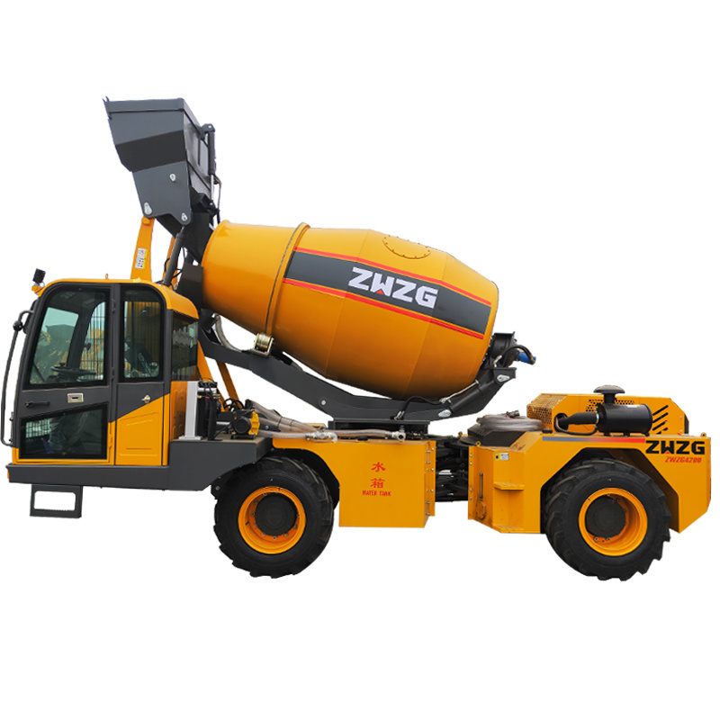 self loading cement concrete mixer equipment concrete mixer with swing drum