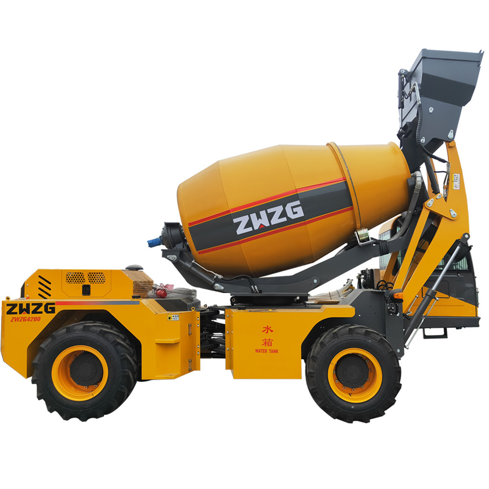 self loading cement concrete mixer equipment concrete mixer with swing drum