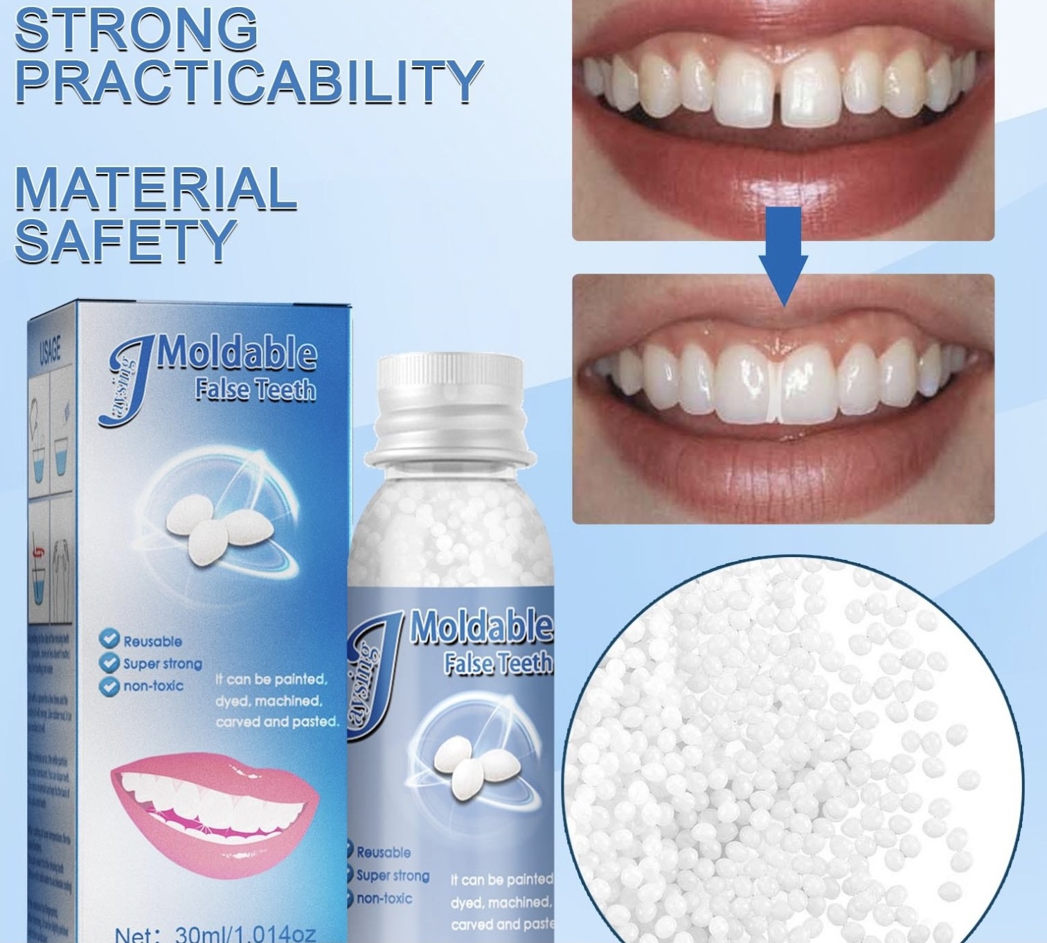 wholesale environmental friendly non-toxic super strong reusable moldable false teeth for party makeup and missing broken teeth