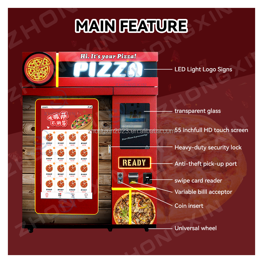 Indoor Outdoor Self-service Fresh Smart Pizza Machine Business Fully Automatic Pizza Vending Machine For Sale