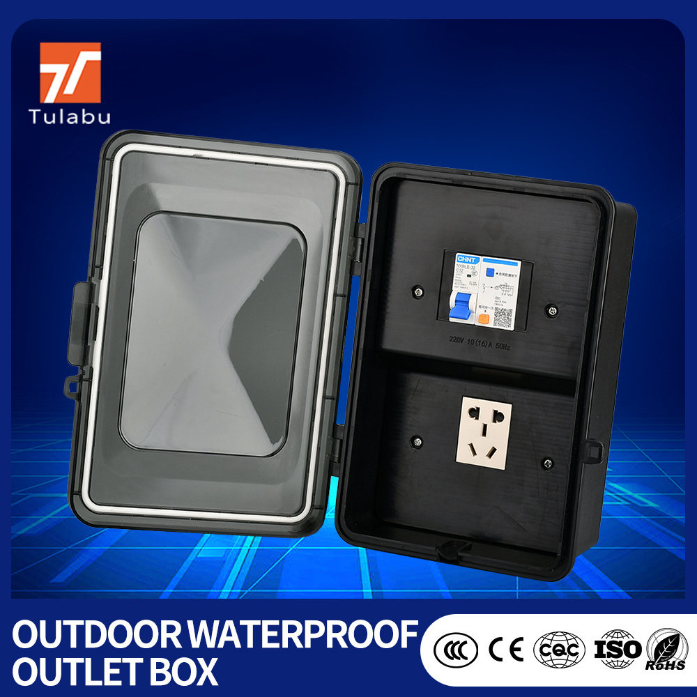 Tulabu IP66 2Gang Outdoor Weatherproof Socket Switch 10A Maximum Current Unidirectional BS Waterproof Box CE  Bathroom Garden