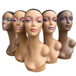 Cheap makeup wig head with shoulder used for hair hair wig display human body female model head custom