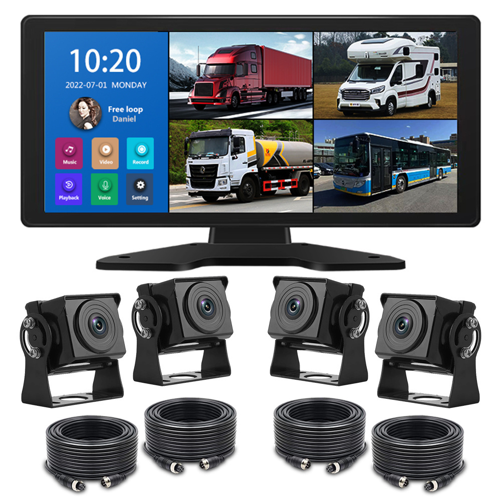 10.36inch Dashcam 4k Split Screen Monitor Car Mp5 Dvr Bus Truck Recording Reverse Camera AI BSD 360 Bird View Camera System