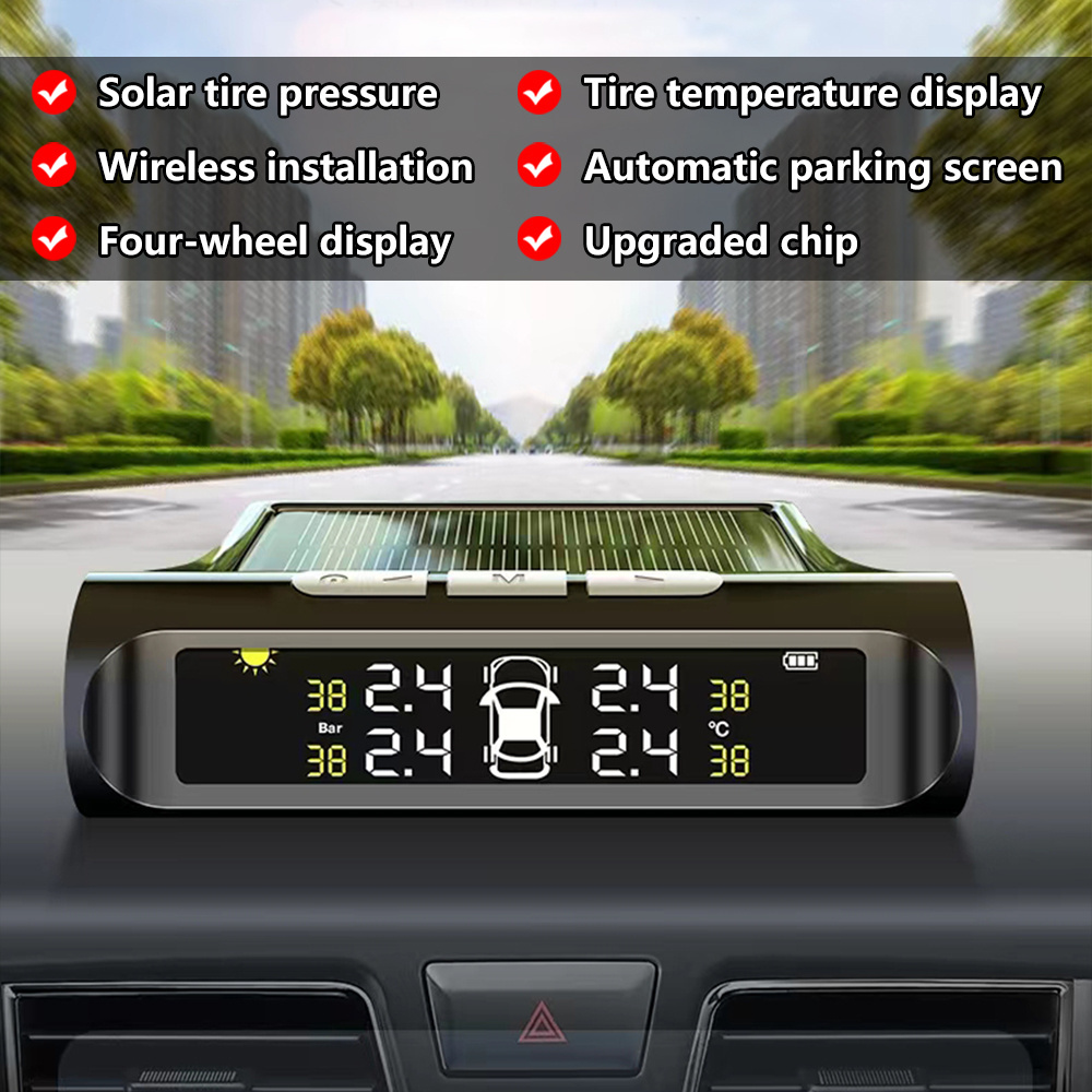 Solar Charged Tpms Internal/external Monitor Top Sell Tpms Tire Pressure Monitoring System With Hd Digital Color Lcd Display