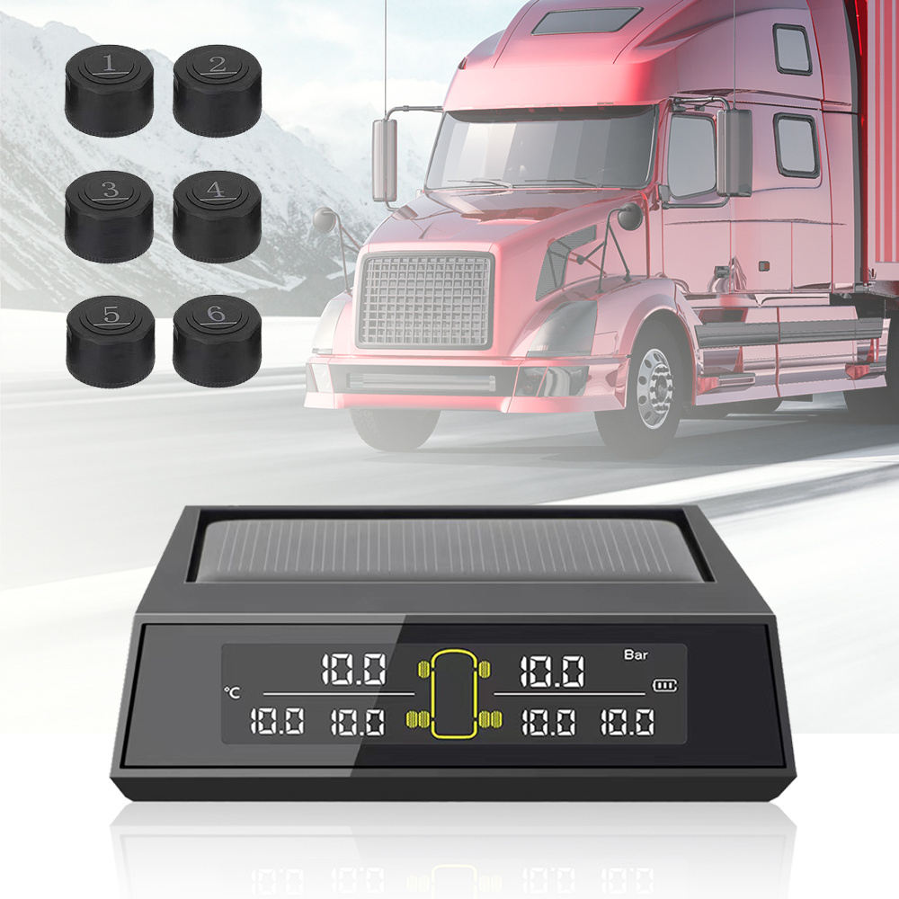 Factory Customizable 4-24 Wheels 1-15bar Tpms Truck Tire Pressure Monitoring System Wireless Solar Bus Trailer Rv Truck Tpms