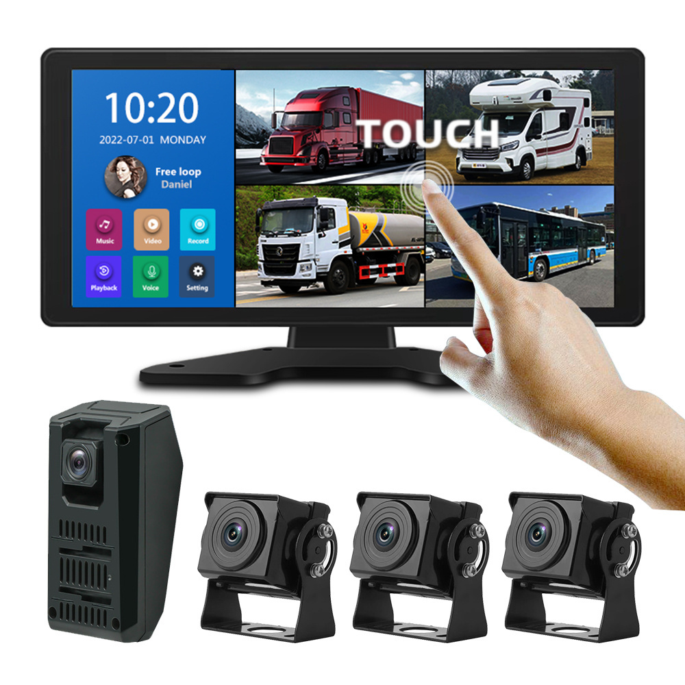 BSD 10.36inch 4k Dash Cam Touch Screen 360 Bird View Camera System  32g-128g AI Alarm Monitor Truck Car Camera Driving Recorder