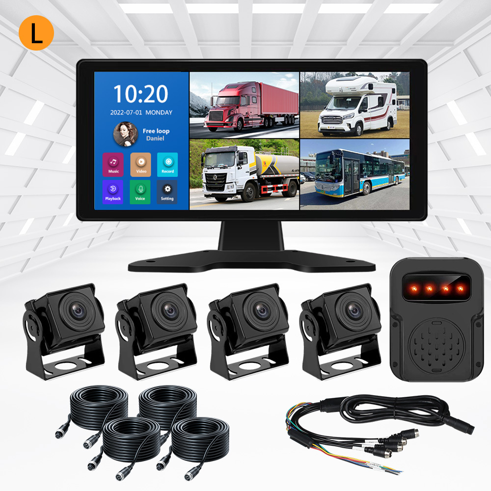 24V Anti-collision Warning Human Detection AI BSD Blind Spot Touch Monitor Reversing Camera Truck Alarm System Security Recorder