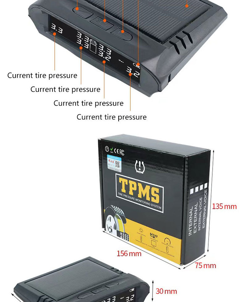 Hot Sale Sensor Tpms Universal Agricultural Tool 6 Wheels External Solar Car Tpms Tire Pressure Monitoring System for Truck Rv