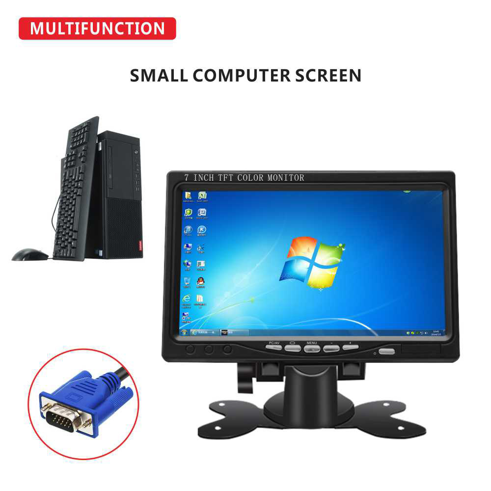 7 Inch VGA Small Size Screen BNC AV Input Tft LCD Display Monitor with Cross for Car Pc Cctv Ccd Camera