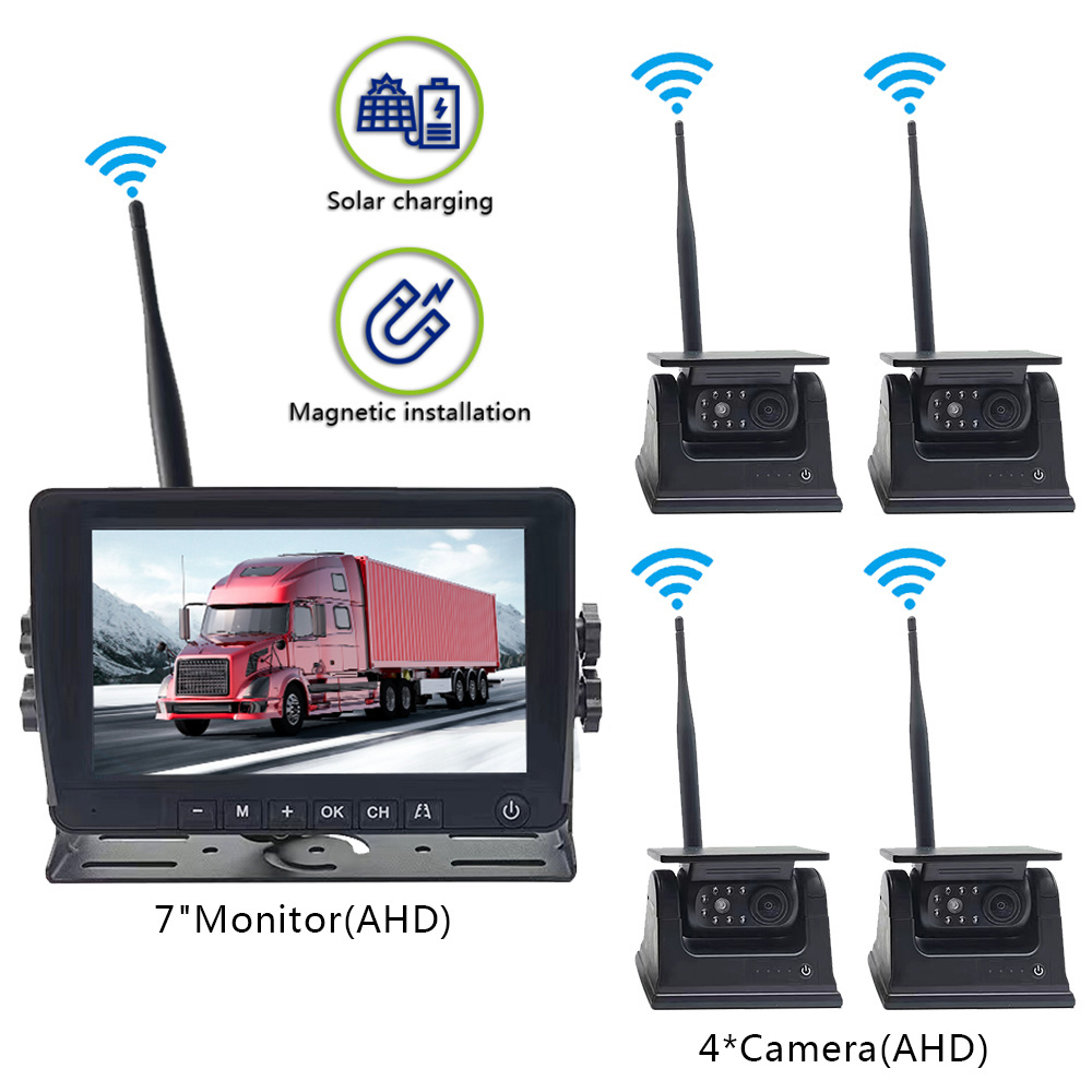 7 Inch Ahd 1080p Wireless 2ch 4 Channel Split Dvr Screen 24v Bus Trailer Suv Truck Car Rear View Back Up Camera And Monitor Kit