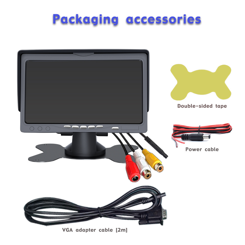 7 Inch VGA Small Size Screen BNC AV Input Tft LCD Display Monitor with Cross for Car Pc Cctv Ccd Camera