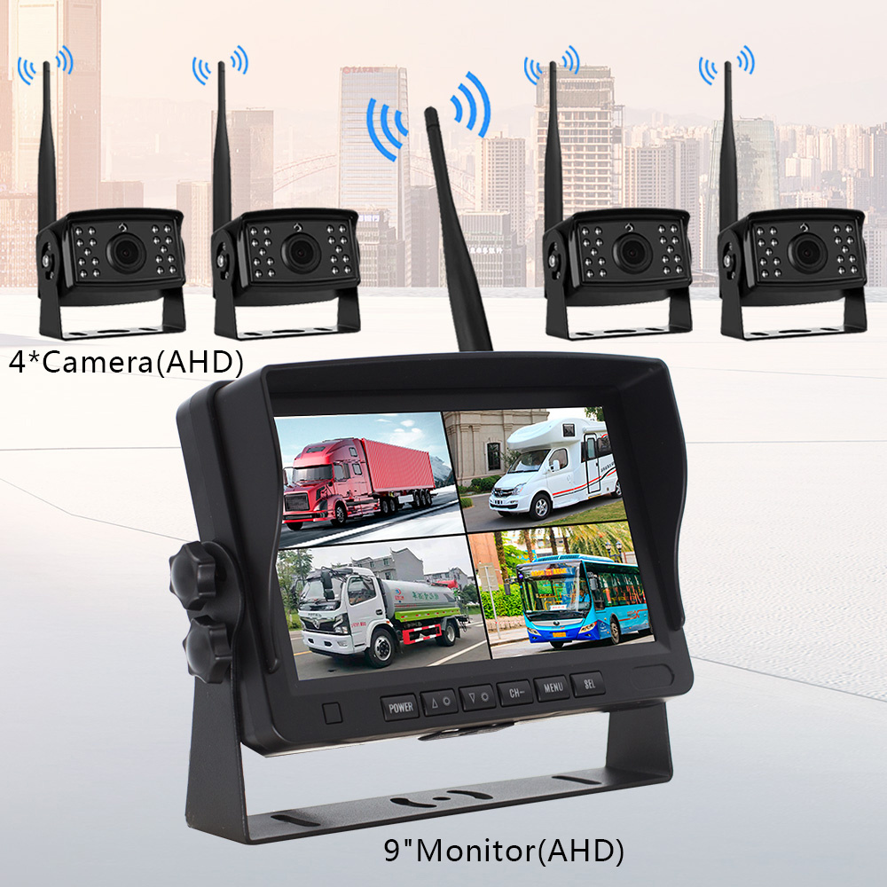 7 Inch Ahd 1080p Wireless 2ch 4 Channel Split Dvr Screen 24v Bus Trailer Suv Truck Car Rear View Back Up Camera And Monitor Kit