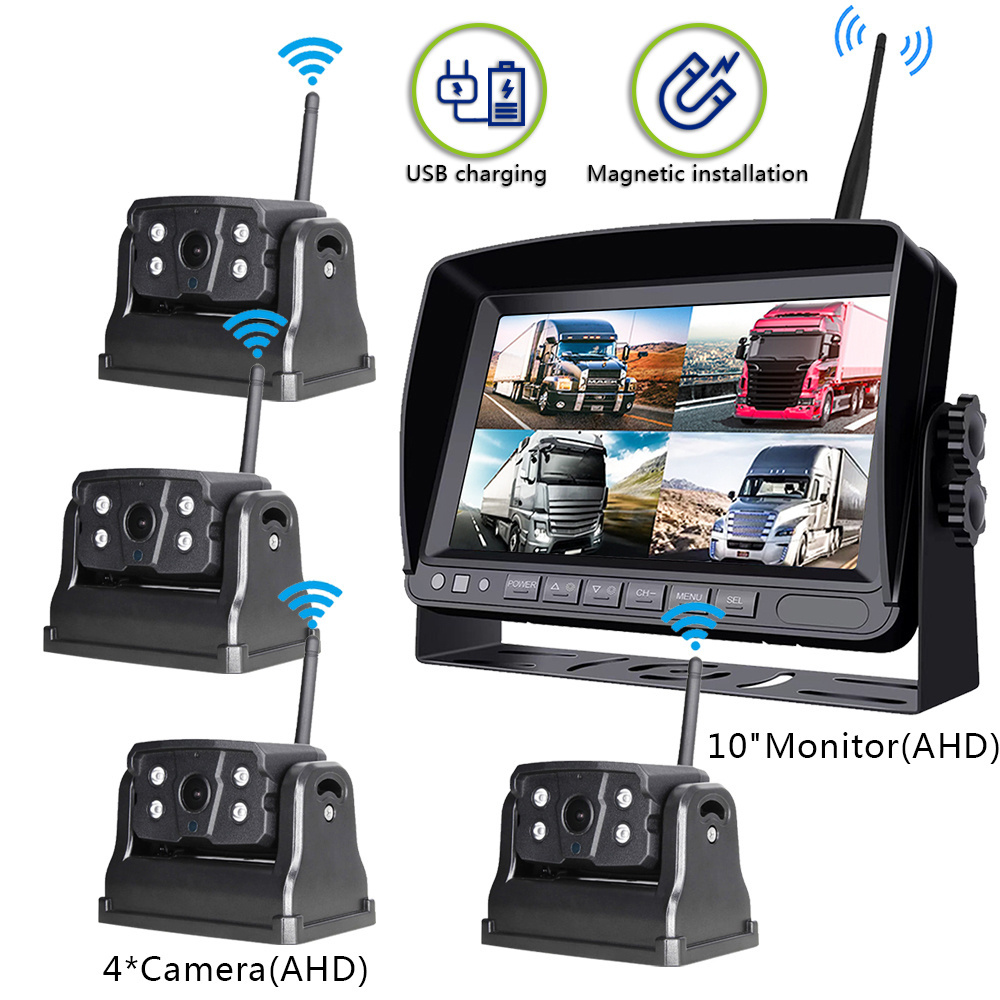 7 Inch Ahd 1080p Wireless 2ch 4 Channel Split Dvr Screen 24v Bus Trailer Suv Truck Car Rear View Back Up Camera And Monitor Kit