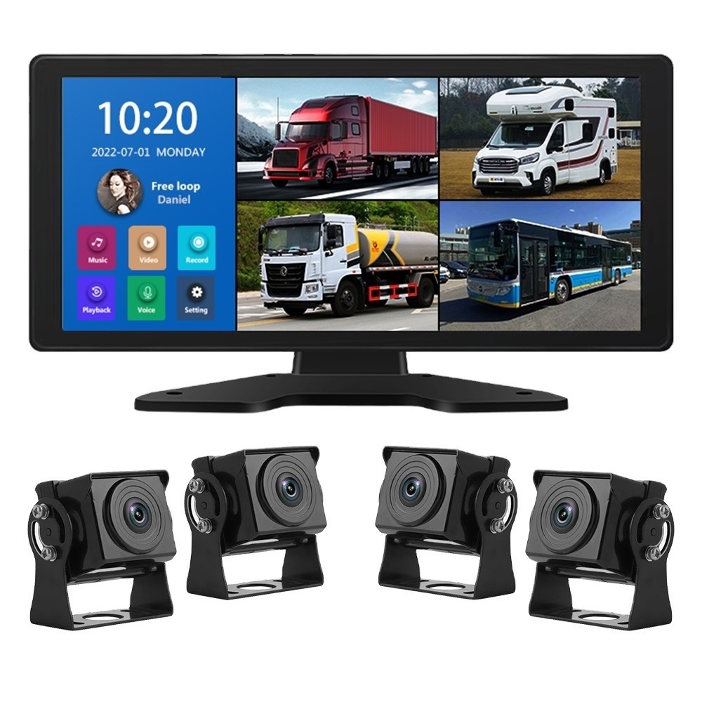 360 Bird View Surveillance Camera System Rear View Camera 4k Portable Touch Screen Monitor Proximity Warning System for Truck