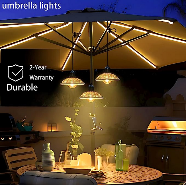 Battery Operated LED Hanging Lights Decorative Battery Operated Pendant Light with Rattan Lantern