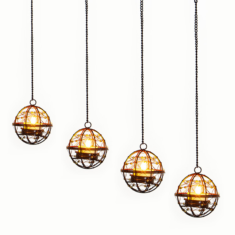 Solar Lights Outdoor Hanging Lanterns Beaded Copper Wire Ball Candle Holder with Solar Tea Lights