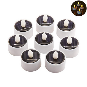 Set of 8 Solar Powered Candle Outdoor Flameless Amber LED Tea Light Candles