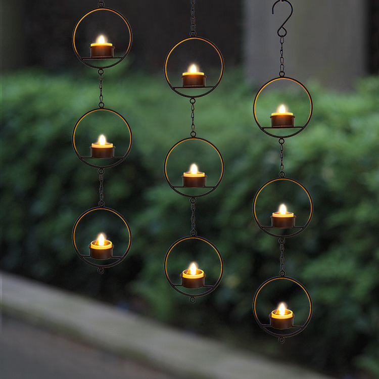 Hanging Round Shape Solar Candle Holders Flameless Candle Holder for Home Decor