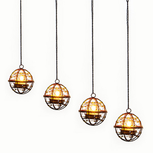 Solar Lights Beaded Copper Wire Ball Candle Holder Outdoor LED Candle Light