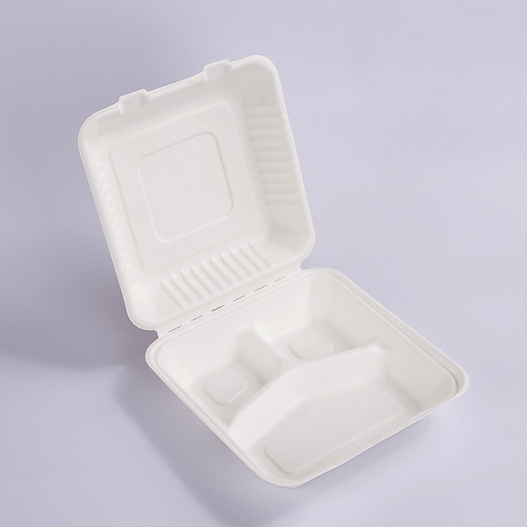 Biodegradable sugarcane bagasse food container Disposable Food Paper Lunch Boxes