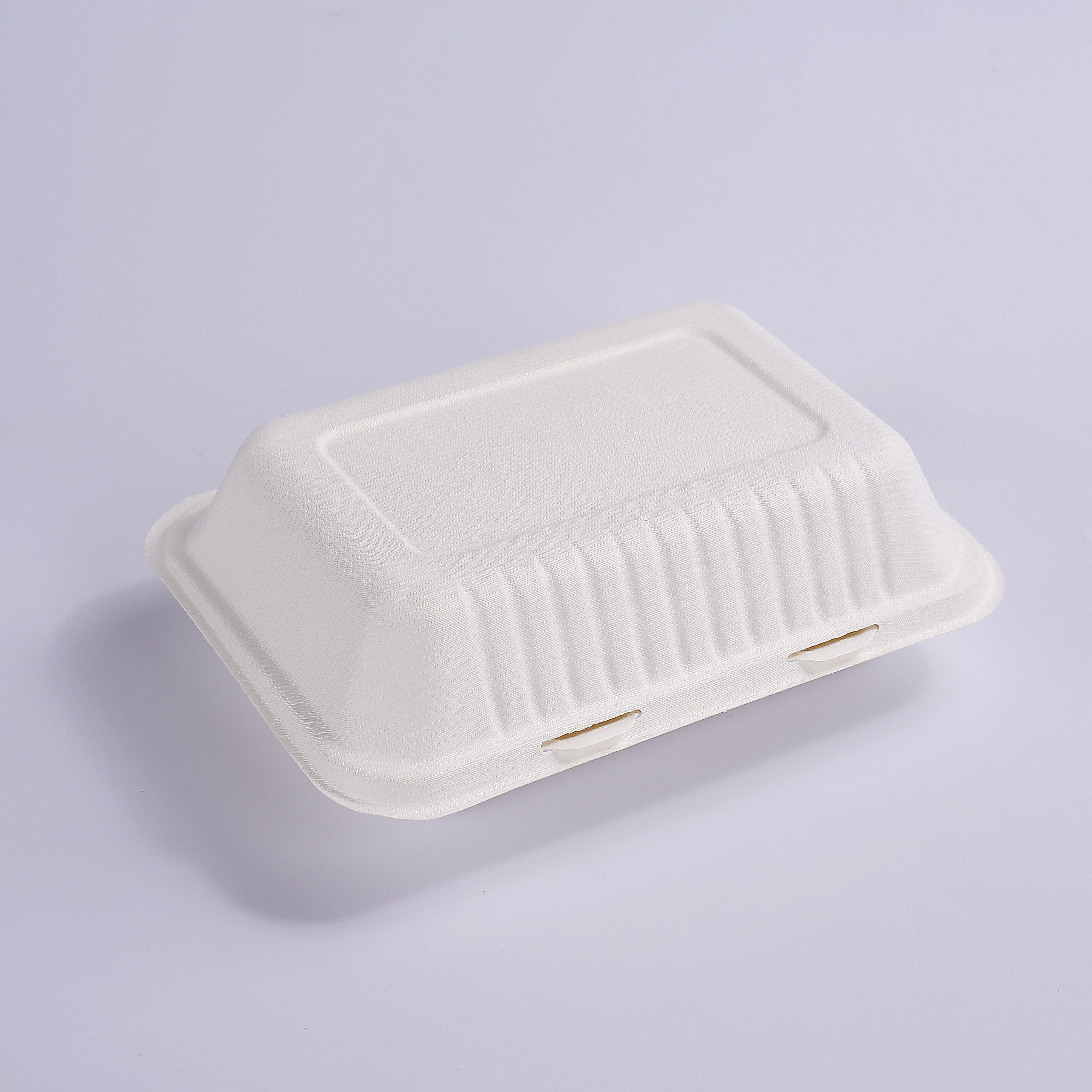 disposable biodegradable take away food container 3 compartments pulp burger box