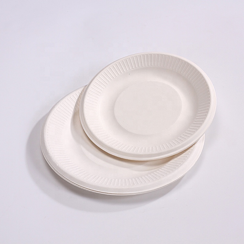 Free Samples 8 Inch Colorful Christmas Bagasse Plates Disposable Compostable Cake Plates Birthday Party Dishes Plates