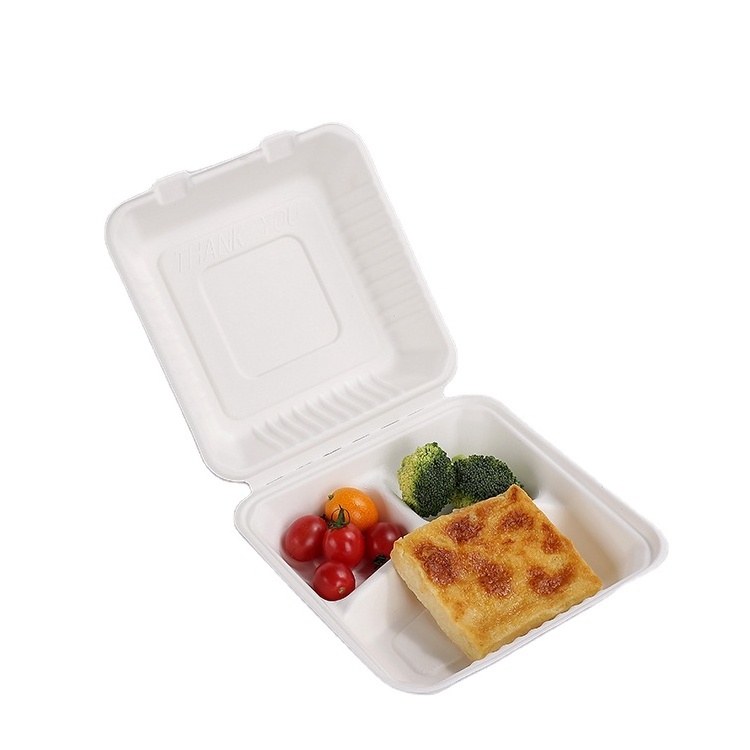 Biodegradable sugarcane bagasse food container Disposable Food Paper Lunch Boxes