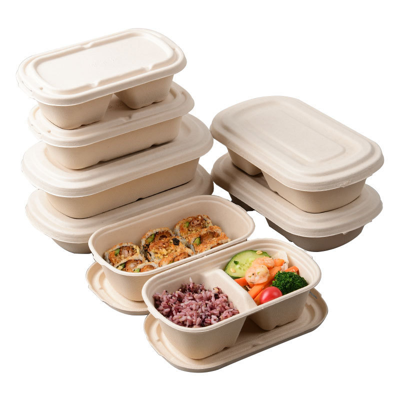 500ml Sugarcane Disposable Degradable Bagasse Takeaway Fast Food Container Salad Box