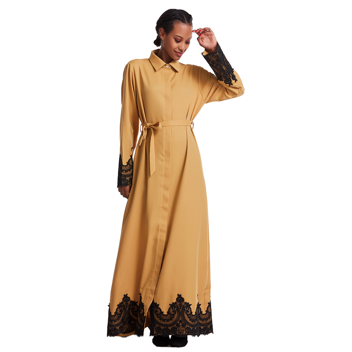 TH933 Wholesale Open Abayay Dubai Abaya Maxi Dresses Fashion Clothes Open Woman Muslim The Turkish Umbrella Coat Kimono