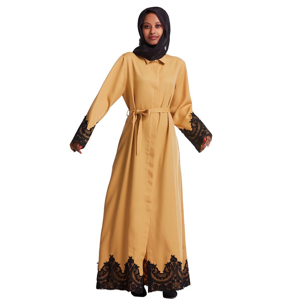 TH933 Wholesale Open Abayay Dubai Abaya Maxi Dresses Fashion Clothes Open Woman Muslim The Turkish Umbrella Coat Kimono