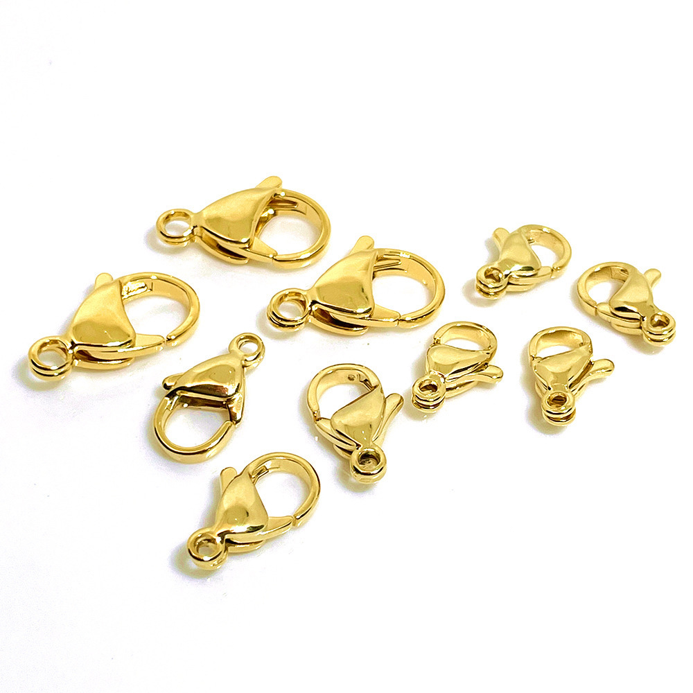 18K gold stainless steel jewelry lobster clasp used as a handmade DIY jewelry bracelet necklace connection clasp accessory